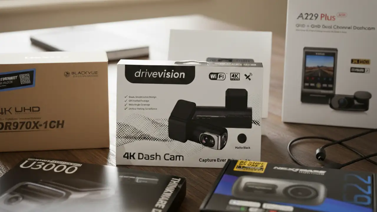 Best Dash Cams in Australia 2025 – DriveVision, BlackVue, Nextbase, VIOFO, Thinkware & Vantrue Packaging Lineup.