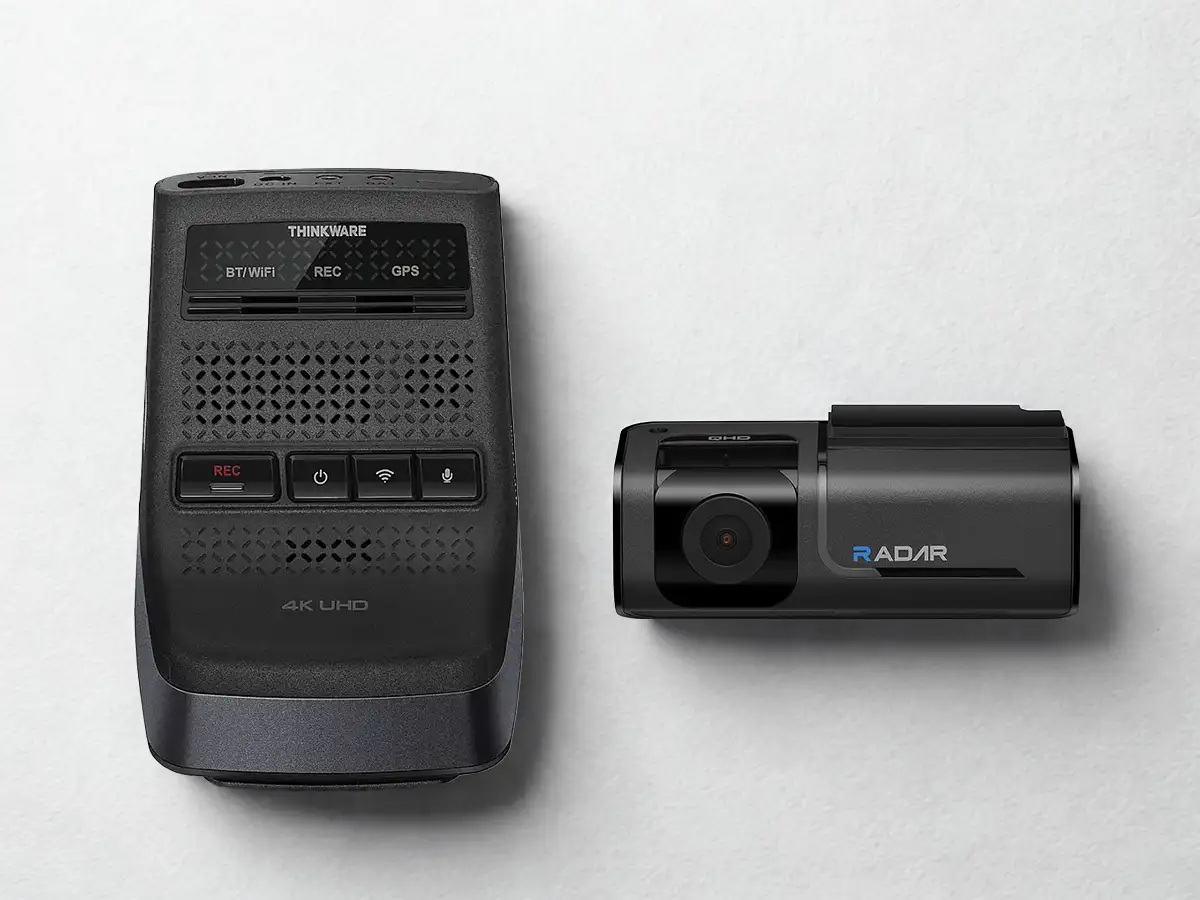 Thinkware U3000D front and rear dash cam on white background – flagship 4K+2K dual channel dash cam 2025